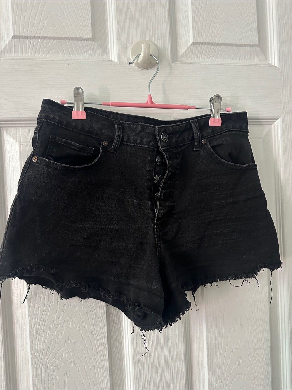 Rewash Black High-Rise Button-Fly Denim Shorts